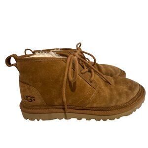 Ugg Women Shoes Sz 9 Neumal Chukka Boots Tan Suede Lace Up Shearling Lined Comfy
